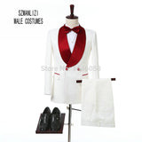 New Doublue Breasted Suit Men Terno Masculino Men Suits Tuxedo Prom Party Suits Floral Wedding Groom Suit