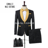 New Doublue Breasted Suit Men Terno Masculino Men Suits Tuxedo Prom Party Suits Floral Wedding Groom Suit