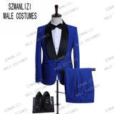 New Doublue Breasted Suit Men Terno Masculino Men Suits Tuxedo Prom Party Suits Floral Wedding Groom Suit