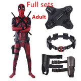COSFANS Deadpool Costume Adult Man Spandex Lycra Zentai Bodysuit Halloween Cosplay Suit Belt Headwear Mask Sword holster