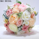 H&S BRIDAL Pink Bridal Bouquet Purple Bouquet De Mariage Artificial Vintage Wedding Bouquets For Brides 2019 Bridesmaid Flower