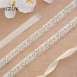 Crystal Bridal Sash Rhinestones Pearls Wedding Belt  Satin Bridal Belt And Sash For Wedding Decoration Y133S