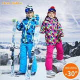 -30 degree Children clothing Set boys girl kids snowboard ski suit Waterproof outdoor sports jacket pants clothes snowsuit teen - shopwishi 