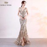 NOBLE WEISS Luxurious Prom Dress Deep V Neck Bling Bling Sparkly Hot Sell Corset Exquisite Prom Dresses
