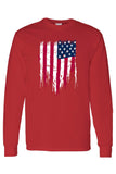 Men's/Unisex USA Flag Battle Ripped Long Sleeve T-shirt