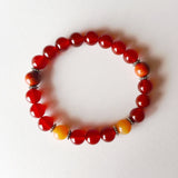 Carnelian, Red Aventurine & Red Jasper Sterling Silver Bracelet