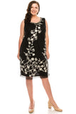 SD Collection Black Ivory  Allover Floral Embroidered Shift Dress
