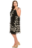 SD Collection Black Ivory  Allover Floral Embroidered Shift Dress