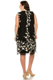 SD Collection Black Ivory  Allover Floral Embroidered Shift Dress