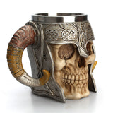 Stain resistant Steel Skull Mug Viking Ram Horned Pit Lord Warrior