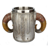 Stain resistant Steel Skull Mug Viking Ram Horned Pit Lord Warrior