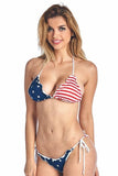 Women's Juniors Ruffle USA Flag Bikini Set Swimwear - shopwishi 