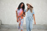 DT Emma two-piece set: ribbed tee & cropped palazzo pants in Baby Blue