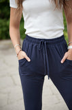 DT Shelby Tie-ankle super-soft pants in Navy
