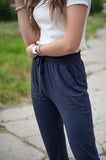 DT Shelby Tie-ankle super-soft pants in Navy