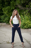 DT Shelby Tie-ankle super-soft pants in Navy