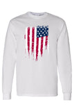 Men's/Unisex USA Flag Battle Ripped Long Sleeve T-shirt