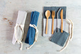 Zero waste utensil wrap- grey linen